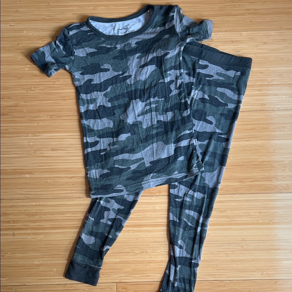 Little Sleepies Green and Gray Camouflage Pajama Set